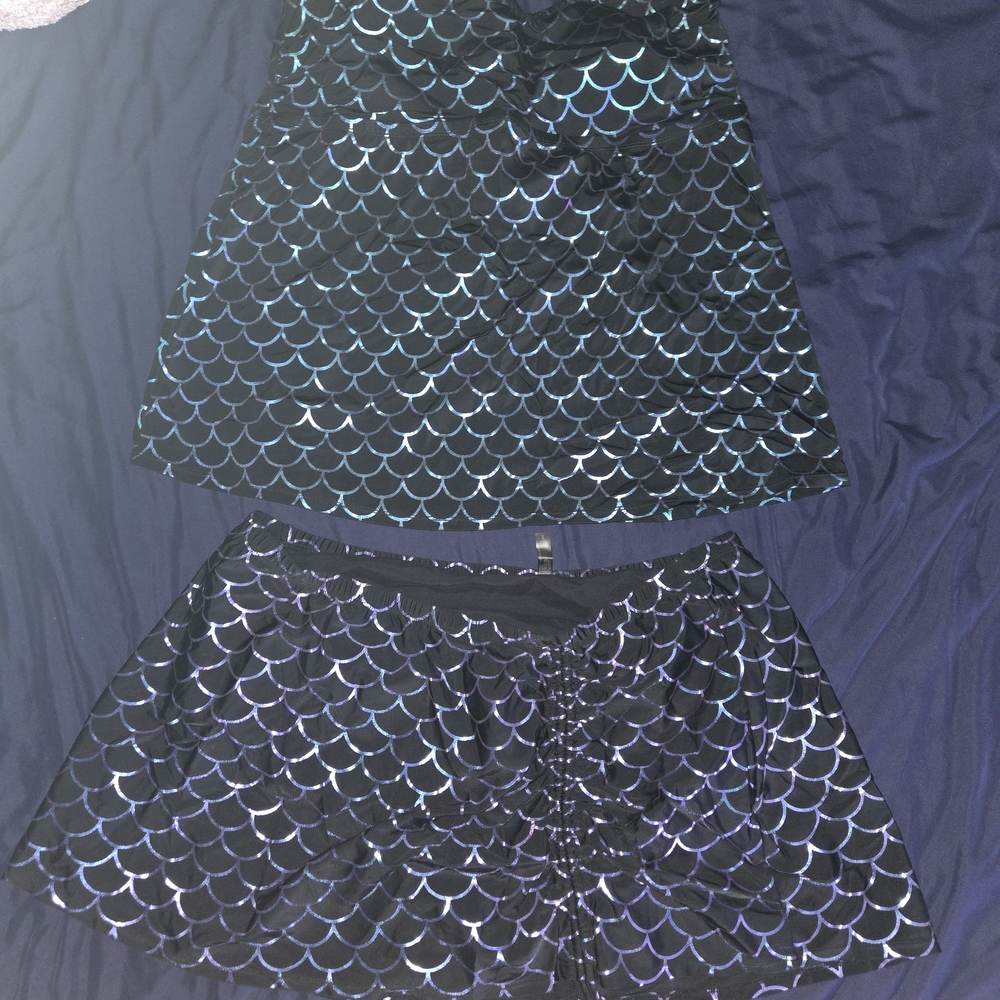 Torrid Black and Blue Scallop Bikini